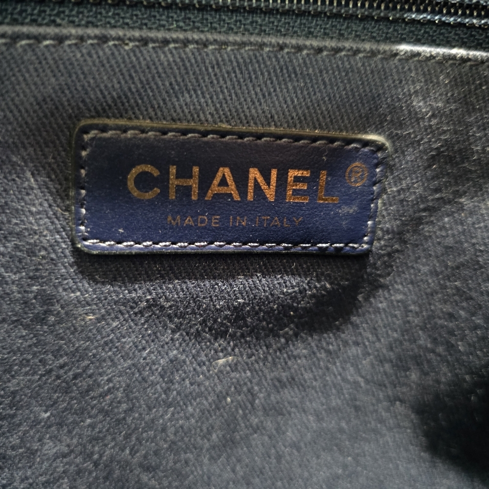 Chanel Mixed Fibers Striped Small Deauville Tote Navy Blue - Picture 10 of 16